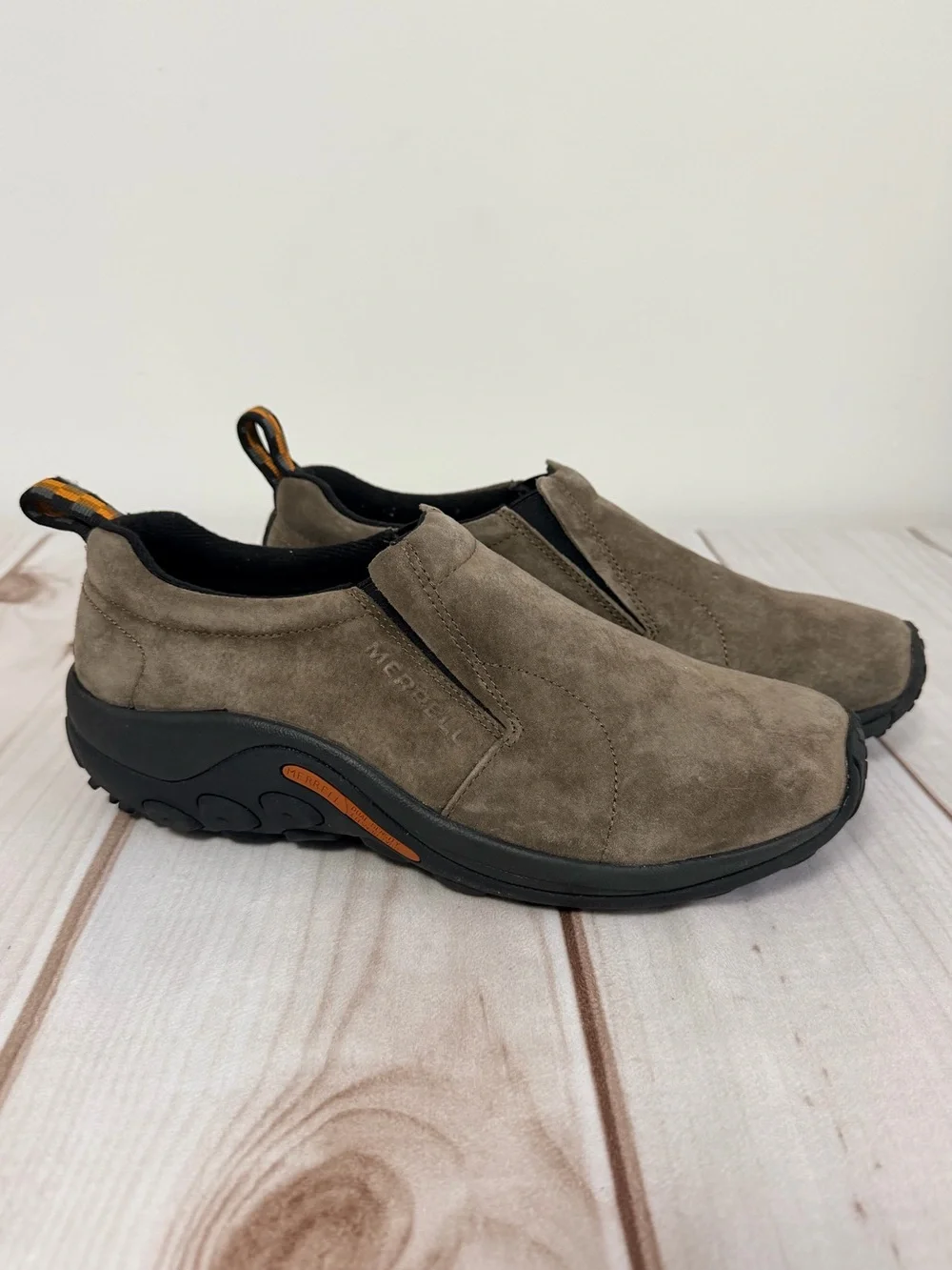 Merrell Mens Jungle Mocs Size 11 Brown Suede Slip On Outdoors Rubber Soles